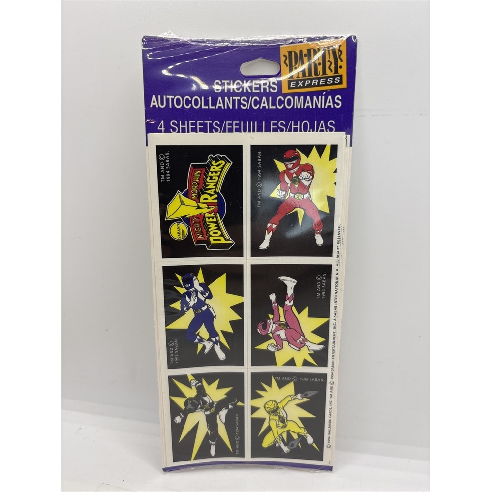 Saban Mighty Morphin Power Rangers 1994โ Vintage Hallmark Stickers
